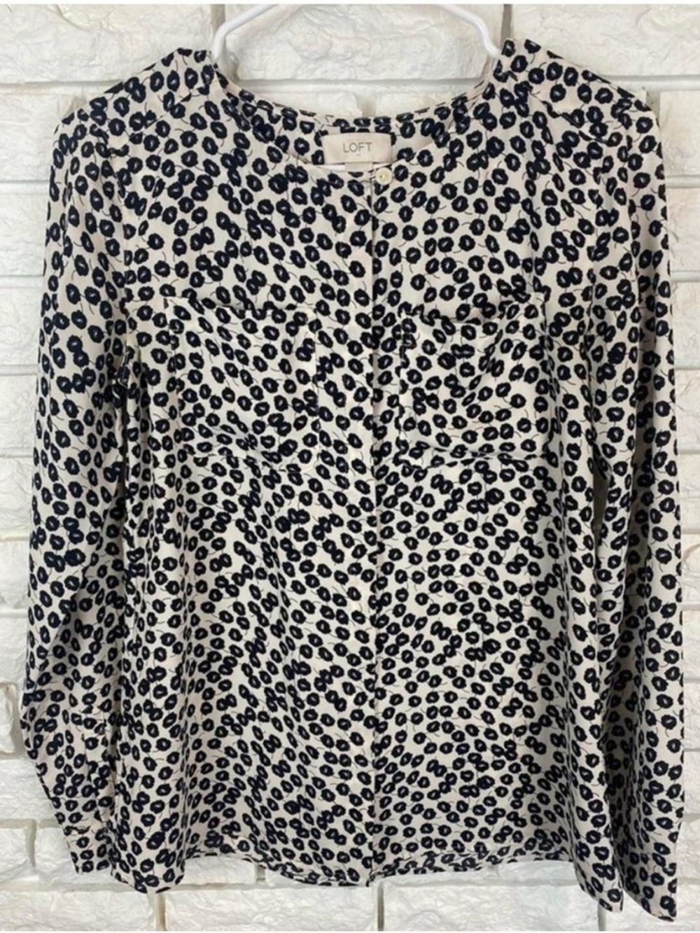 LOFT Black and Cream Leopard Print Blouse